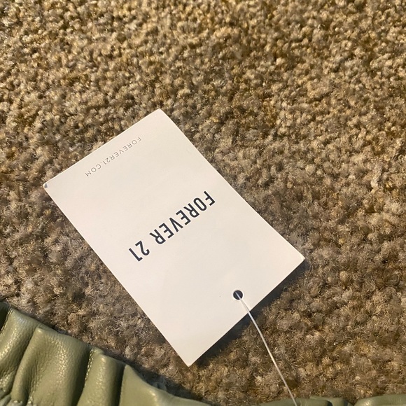 Army Green Pleather Shorts - Picture 2 of 4